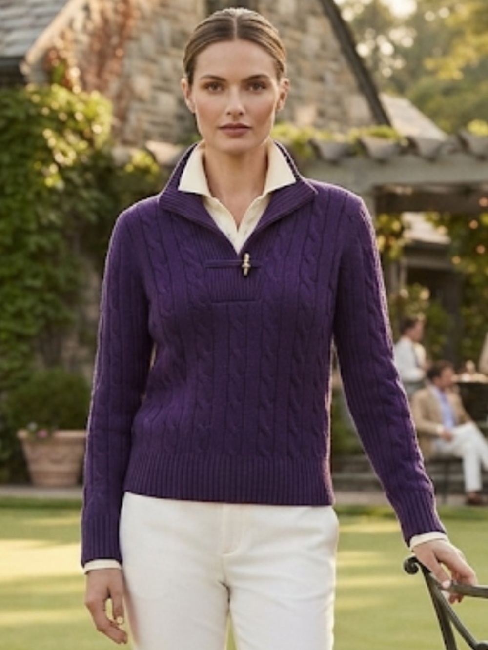 NWOT Ralph Lauren Heavy Cotton Cable Knit Purple Sweater